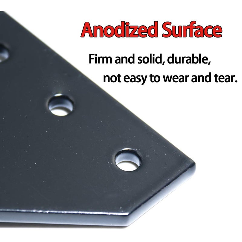 Boeray 10pcs 2020 Corner Bracket Plate Anodised L Shape 5 Hole 90 Degree Outside Joining Plate for 20 x 20mm Series Aluminum Extrusion Profile Black - Image 4